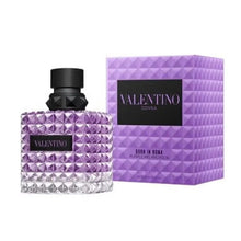 Valentino Donna Born in Roma Purple Melancholia Eau de Parfum bottle with purple mosaic texture and matching box
